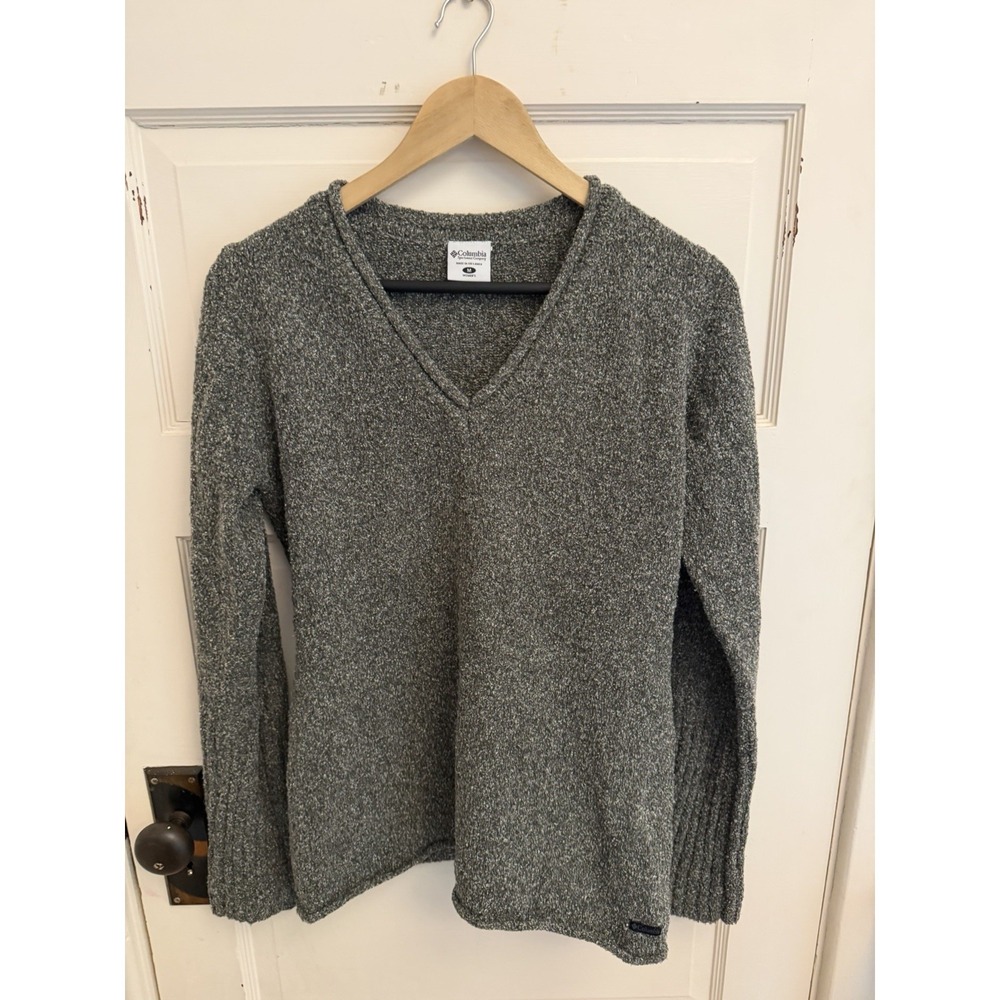 Columbia Women's Green Textured V-Neck‎ Pullover Neutral Marled Size Medium